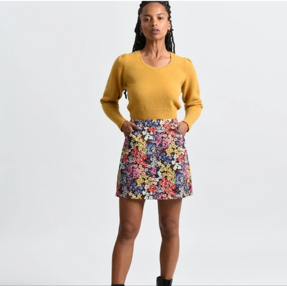 Molly Braken mini skirt vivid floral fully lined Sz Xl NWOT - Picture 1 of 10